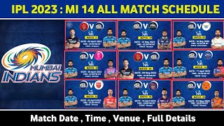 IPL 2023 - Mumbai Indians All Matches Schedule | MI All 14 Match Schedule 2023