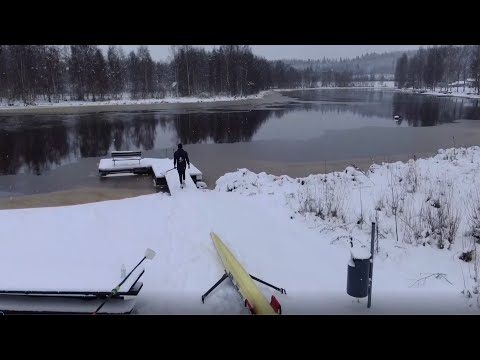 Robert Ven rowing training M1X in winter 2021 Finland
