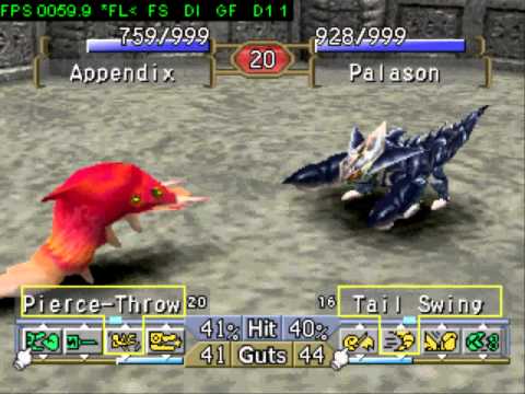 Monster Rancher 2 Battles: Appendix (Worm/Pixie) vs. Palason (Arrowhead/Joker)
