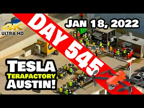Tesla Gigafactory Austin 4K  Day 545 - 1/18/22 - Tesla Terafactory Texas - LUNCHTIME AT GIGA TEXAS!