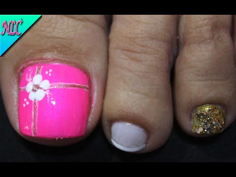 DISEÑO DE UÑAS PARA PIES FLOR Y FRANCÉS PARA PRINCIPIANTES – FRENCH NAIL ART – FLOWERS NAIL ART -NLC