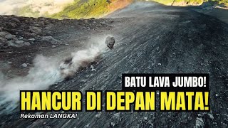 This giant lava dome on Mount Merapi collapsed and shattered repeatedly! The craziest moment ever 🔥