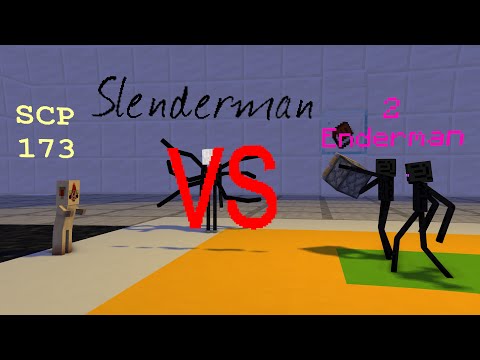 SCP-173 vs Slenderman vs 2 Enderman [Minecraft Battle Animation]