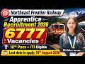 Northeast Frontier Railway Apprentice Recruitment 2026 6 777 Vacancies 10th Pass ITI Eligible