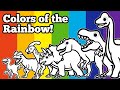 Colors of the Rainbow | Learn Colors with Dinosaurs | Let's Draw 7 Rainbow Color Dinosaurs!