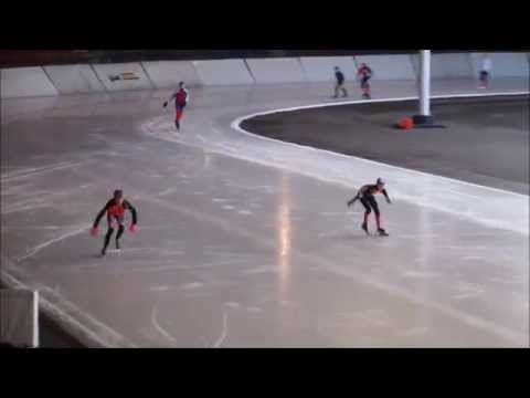 Maarten Hamminga - Sarah Veenhuis 300m tijdrit Baankampioenschappen Pupillen CDEF Assen 14-02-2015