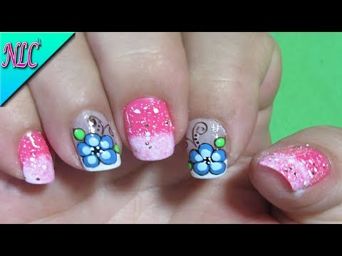DECORACIÓN DE UÑAS FLORES – COMO PINTAR FLORES – FLOWERS nail art -DEGRADADE nail art – NLC