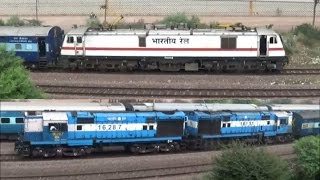 preview picture of video 'Single 6300 HP Locomotive Vs 3100 HP Twin Locomotives: INTERCITY EXPRESS Vs CHENNAI EXPRESS'