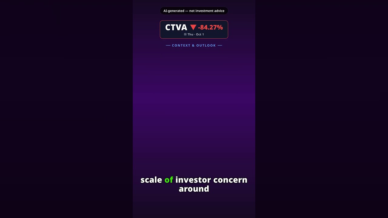 Por que a ação da Corteva desmorona hoje? CTVA -84.27% (1 out)