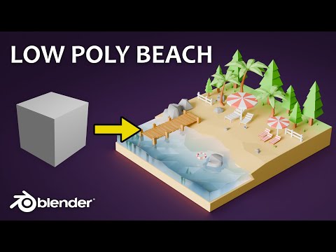 3D Modeling a Low Poly Beach: Timelapse | Blender 4.1