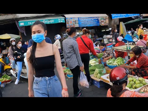 Walking Tour at Orussey Market, Traveling Visit Phnom Penh city 2022