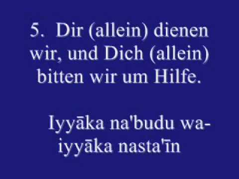 Sura 1 Al Fatiha lernen mit Lautschrift und Deutsch