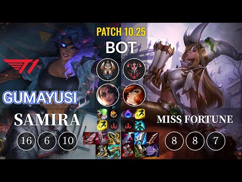 T1 Gumayusi Samira vs Miss Fortune Bot - KR Patch 10.25