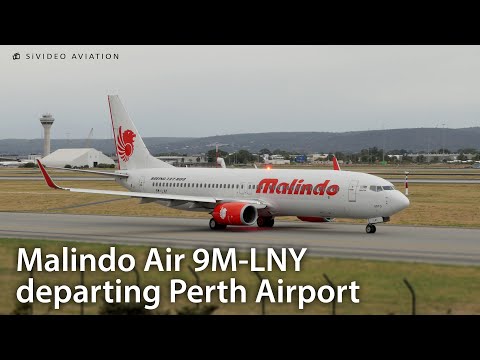 Malindo Air (9M-LNY) now (PK-LDP) departing Perth Airport on RW03 via Alpha 11.