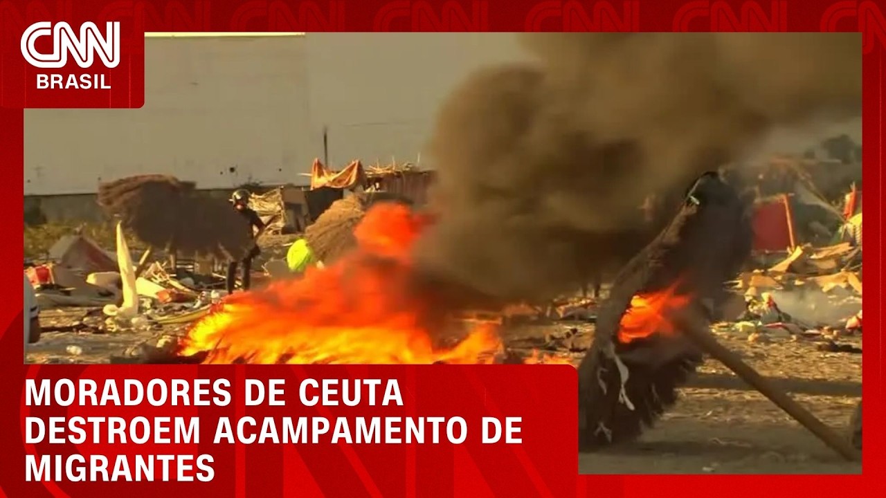 Moradores de Ceuta destroem acampamento improvisado de migrantes | CNN 360º