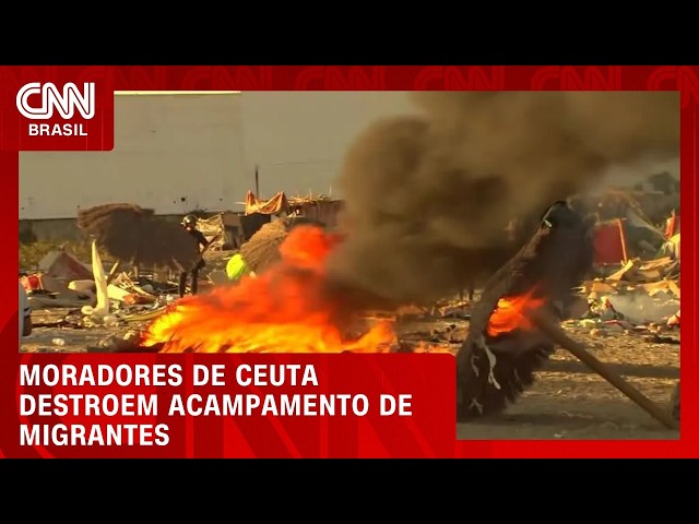 Moradores de Ceuta destroem acampamento improvisado de migrantes | CNN 360º