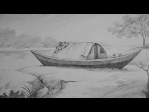 Mountains and Pine Tress Watercolor Pencil Landscape Drawing | steps to follow