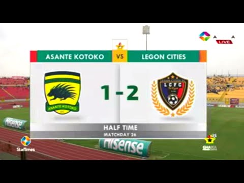 First Half : Asante Kotoko vs Legon Cities (1:2) Match Highlights and Goals