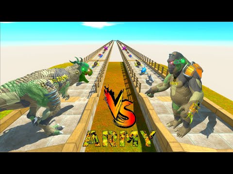 USA ARMY T-REX vs Россия RUSSIA GORO RACE BATTLE COMPETITION  - Animal Revolt Battle Simulator ARB