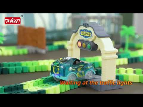 143PCS 2.4G R/C light rotating roller coaster spray dinosaur rail car (No included battery)