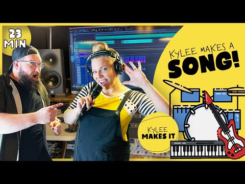 Kylee Makes a Song | Tour a Recording Studio, See Musical Instruments, & Learn Songwriting for Kids