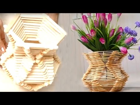 How to Make Flower Basket With Ice Cream Sticks || HD