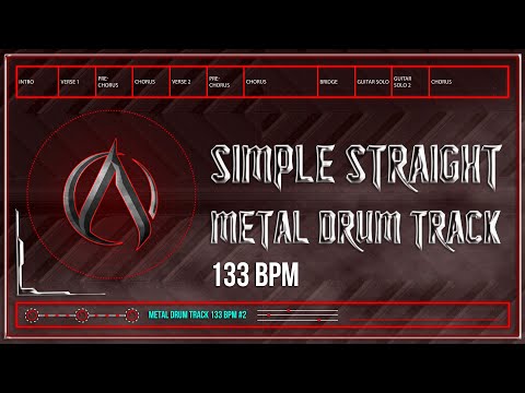 Simple Straight Metal Drum Track 133 BPM (HQ,HD)