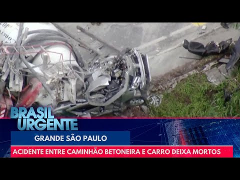 Acidente entre caminhão betoneira e carro deixa mortos | Brasil Urgente