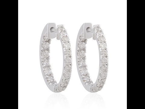 10K White Gold SI/HI Diamonds,1.32 Ct Diamond Hoop Earrings  Gift for Mom, Gift for Her (STE 1099C)