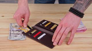 Вертикальне портмоне SHVIGEL 13992 коричневий