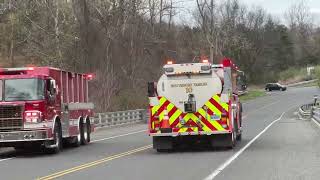 Southbury Tanker 10 and Sandy Hook Tanker 9 responding to a brush fire and fill site 4/21/2025