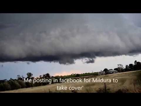 Supercell Thuderstorm with wall cloud and Debris