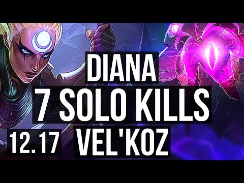 DIANA vs VEL'KOZ (MID) | 7 solo kills, 65% winrate | EUW Master | 12.17