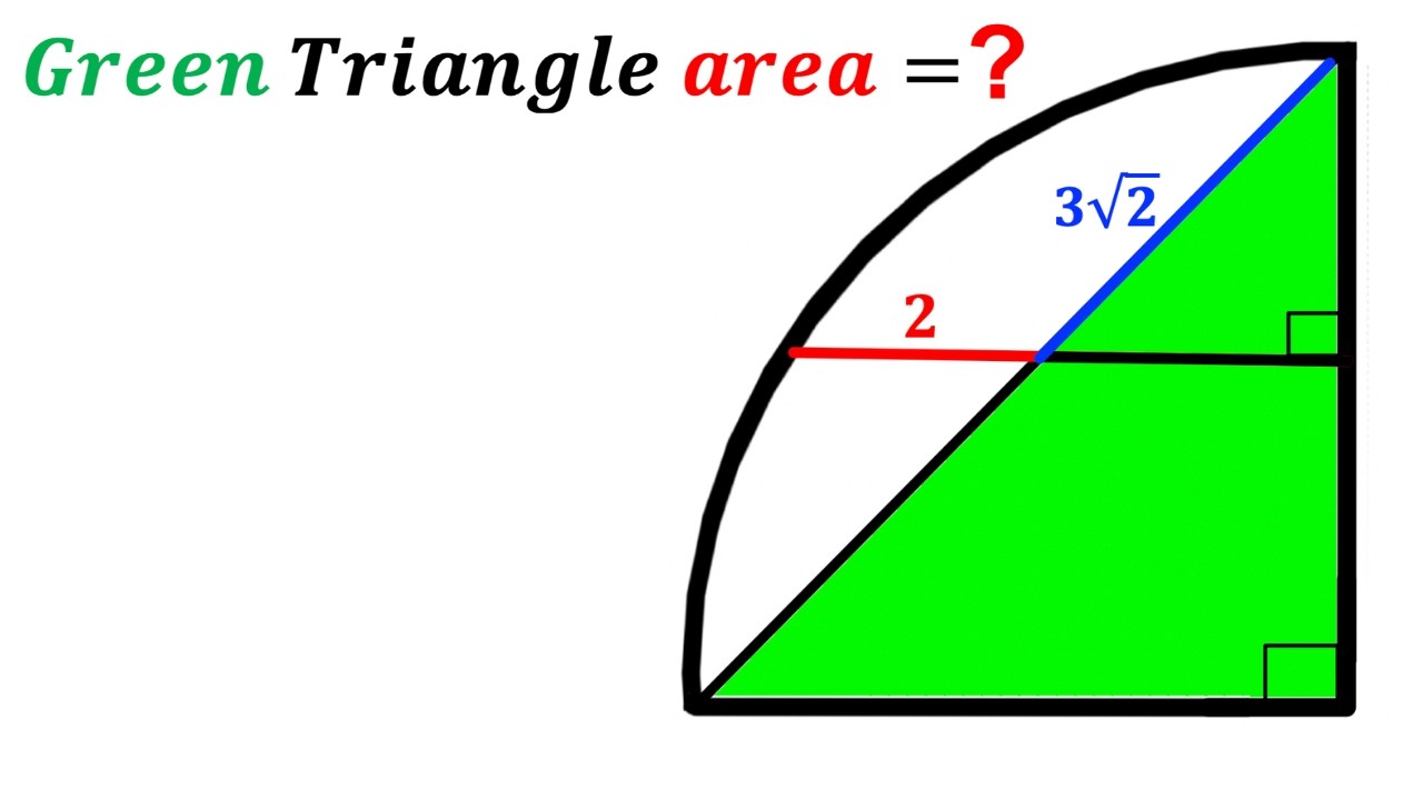 Can you find the Green shaded Triangle area? | (Quarter Circle) | #math #maths | #geometry