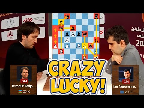 CRAZY LUCKY! GM Teimour Radjabov vs GM Ian Nepomniachtchi