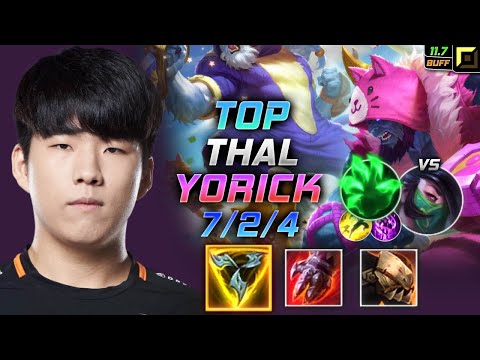 Thal Yorick TOP vs Akali - 트할 탑 요릭 템트리 룬 트포 착취 - LOL KR 11.7