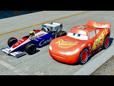 Lightning McQueen vs Toleman F1 1984 Ayrton Senna at Desert Drag Race