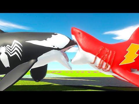 SHAZAM SHARK vs VENOM ORCA DEATH RUN IN THE LABYRINTH  - Animal Revolt Battle Simulator