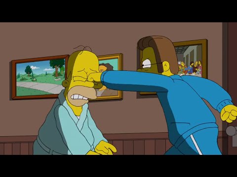 The simpsons Flanders punches homer scene