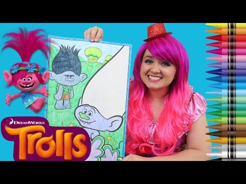 Coloring Trolls Branch & Guy Diamond GIANT Coloring Book Page Crayola Crayons | KiMMi THE CLOWN Video