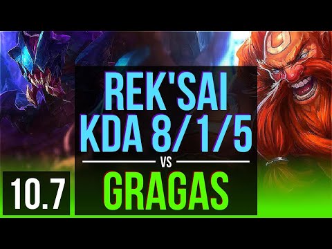 REK'SAI vs GRAGAS (JUNGLE) | KDA 8/1/5, 700+ games, Dominating | EUW Master | v10.7