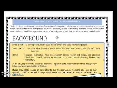 IGCSE Music World focus 2022 Kora 1