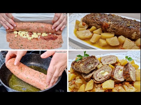 POLPETTONE RIPIENO IN PADELLA SI SCIOGLIE IN BOCCA MORBIDO E SUCCOSO CON FORMAGGIO FILANTE !