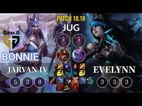 GEN Bonnie Jarvan IV vs Evelynn Jungle - KR Patch 10.18