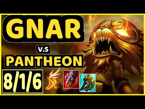 GNAR vs PANTHEON - 8/1/6 KDA TOP GAMEPLAY - EUW Ranked GRANDMASTER