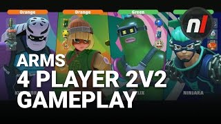 ARMS 4 Player 2v2 Splitscreen Gameplay Footage | ARMS on Nintendo Switch