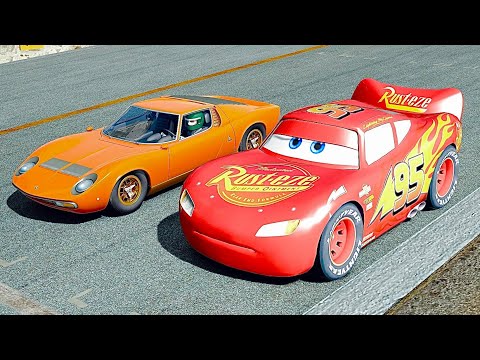 Lightning McQueen vs Lamborghini Miura SV at Top Gear Track