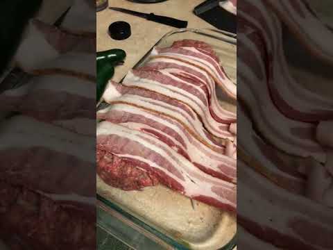 Bacon wrapped meatloaf with Mama J