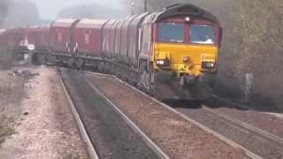 preview picture of video 'Class 66 at Worksop (66750, 66147, 66034) - Railway Trip to Mansfield - Part 5 - Heavy Freight'