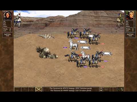Heroes III   Cavaliers vs Unicorns 99999 of each unit